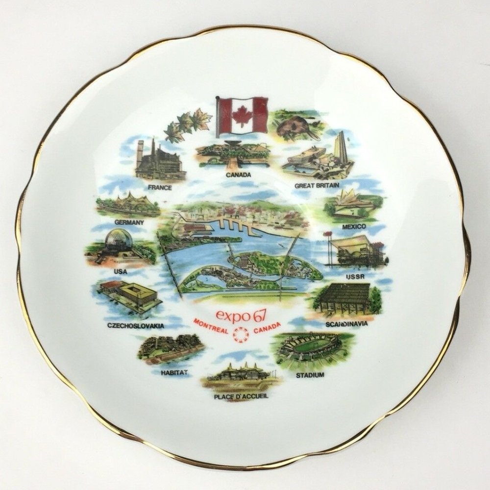 Vtg 1967 Montreal Canada Expo Collectible Dish‎